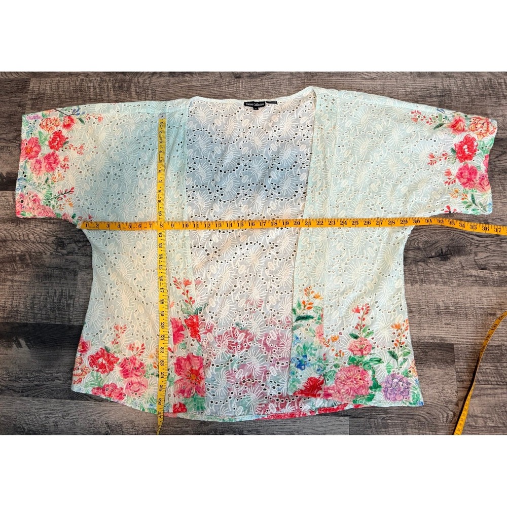 Tolani Floral Eyelet Kimono Top XL | Boho Resort Cottagecore Layer - Picture 8 of 8